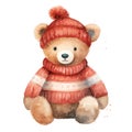 Adorable Watercolor Christmas Bear Greeting