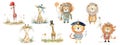 Adorable Watercolor Illustrations of Baby Animals Dressed in Various Outfits, Including a Giraffe in a Hat and Lions as