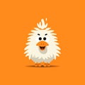Adorable White Chicken Character On Vibrant Orange Background