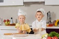 Adorable White Kids Making Foods for Snacks Royalty Free Stock Photo