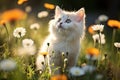 Kitten Playing in Meadow Nature Charm Generative AI