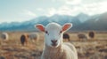 Adorable White Lamb in a Mountain Pasture Royalty Free Stock Photo