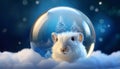 Adorable White Mouse in Snow Globe with Winter Scene Royalty Free Stock Photo