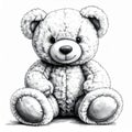 Adorable White Teddy Bear Pencil Sketch Royalty Free Stock Photo
