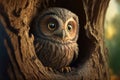 The Adorable and Wise Owl: A Close-Up View. Generative Ai Royalty Free Stock Photo