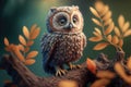 The Adorable and Wise Owl: A Close-Up View. Generative Ai Royalty Free Stock Photo