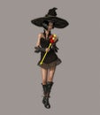 Fantasy Witch Character Holding Magical Wand In Dark Costume Royalty Free Stock Photo