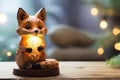 Adorable Woodland-Themed Children\'s Room: Cozy Corner with Fox Lamp and Figurines.