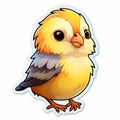 Adorable Yellow Bird Sticker: Cute Cartoon Finch Art