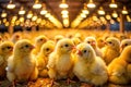 Adorable Yellow Chicks Huddle for Warmth in a Dimly Lit Farm Brooder Stunning LowLight Photography Royalty Free Stock Photo