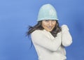 Adorable young Asian woman in winter scene Royalty Free Stock Photo