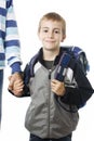 Adorable young boy going to school with his father Royalty Free Stock Photo