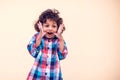 Adorable young boy surprised. Shock, amazement, surprise concept Royalty Free Stock Photo