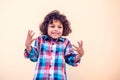 Adorable young boy surprised. Shock, amazement, surprise concept Royalty Free Stock Photo