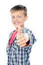 Adorable young caucasian boy showing thumbs up Royalty Free Stock Photo