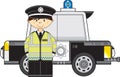 Cartoon Policemen and Police Car