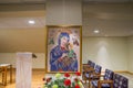 Adoration chapel, cross stitch of Mother of Perpetual Help at Sacred Heart Church Seattle Washington Royalty Free Stock Photo