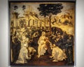 The Adoration of the Magi, painting by Leonardo da Vinci, Uffizi Gallery, Florence Royalty Free Stock Photo