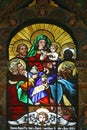 Adoration of the Magi, stained glass on the main altar to the Church of the Holy Three Kings in Kraljev Vrh, Croatia