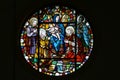 Adoration of the Magi stained glass window in the church of St. Michael the Archangel in Mihovljan, Croatia Royalty Free Stock Photo