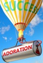 Adoration and success - pictured as word Adoration and a balloon, to symbolize that Adoration can help achieving success and