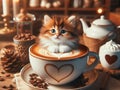 Adoreable cat in a cup ! Ai image Royalty Free Stock Photo