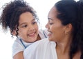 She adores her mom. a little girl bonding with her mother at home.