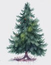 Adorn Your Holiday Season with a Watercolor Painting of a Vibrant Christmas Tree. Royalty Free Stock Photo