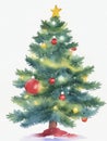 Adorn Your Holiday Season with a Watercolor Painting of a Vibrant Christmas Tree. Royalty Free Stock Photo