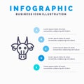 Adornment, Animals, Bull, Indian, Skull Line icon with 5 steps presentation infographics Background