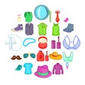 Adornment icons set, cartoon style