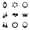 Adornment icons set, simple style