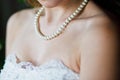 Adornment on neck of young bride Royalty Free Stock Photo