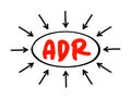 ADR - Alternative Dispute Resolution acronym text with arrows, business concept background