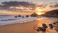 Adraga beach near Sintra photographed at sunset Royalty Free Stock Photo