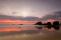 Adraga beach red sunset Royalty Free Stock Photo