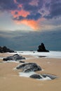 Adraga beach at sunset Royalty Free Stock Photo