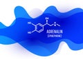 Adrenalin chemical formula with liquid fluid shapes on white background