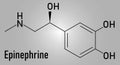 Adrenaline or adrenalin, epinephrine neurotransmitter molecule. Skeletal formula. Royalty Free Stock Photo