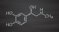 Adrenaline (adrenalin, epinephrine) neurotransmitter molecule. Used as drug in treatment of anaphylaxis