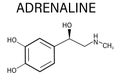 Adrenaline or adrenalin, epinephrine neurotransmitter molecule. Skeletal formula.