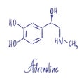 Adrenaline chemical structure. Vector illustration Hand drawn.