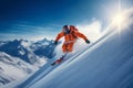 Adrenaline Rush: Bold Jumping Skier in Winter Wonderland.
