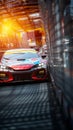 Adrenaline rush Motorsport car racing on blurred racetrack background Royalty Free Stock Photo