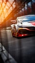 Adrenaline rush Motorsport car racing on blurred racetrack background Royalty Free Stock Photo