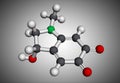 Adrenochrome, adraxone molecule. It is produced by the oxidation of adrenaline. Molecular model. 3D rendering