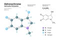 Adrenochrome. Adrenaline Metabolite. Structural Chemical Formula and Molecule 3d Model. Atoms with Color Coding. Vector Royalty Free Stock Photo