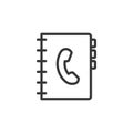 Adress book icon. Vector thin line phone contact list Royalty Free Stock Photo