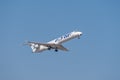 Adria Airways Bombardier CRJ-900LR with the aircraft registration number S5-AFC during take off on the southern runway 08R of the