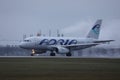 Adria Airways plane taxiing on runway, Munich Airport, MUC